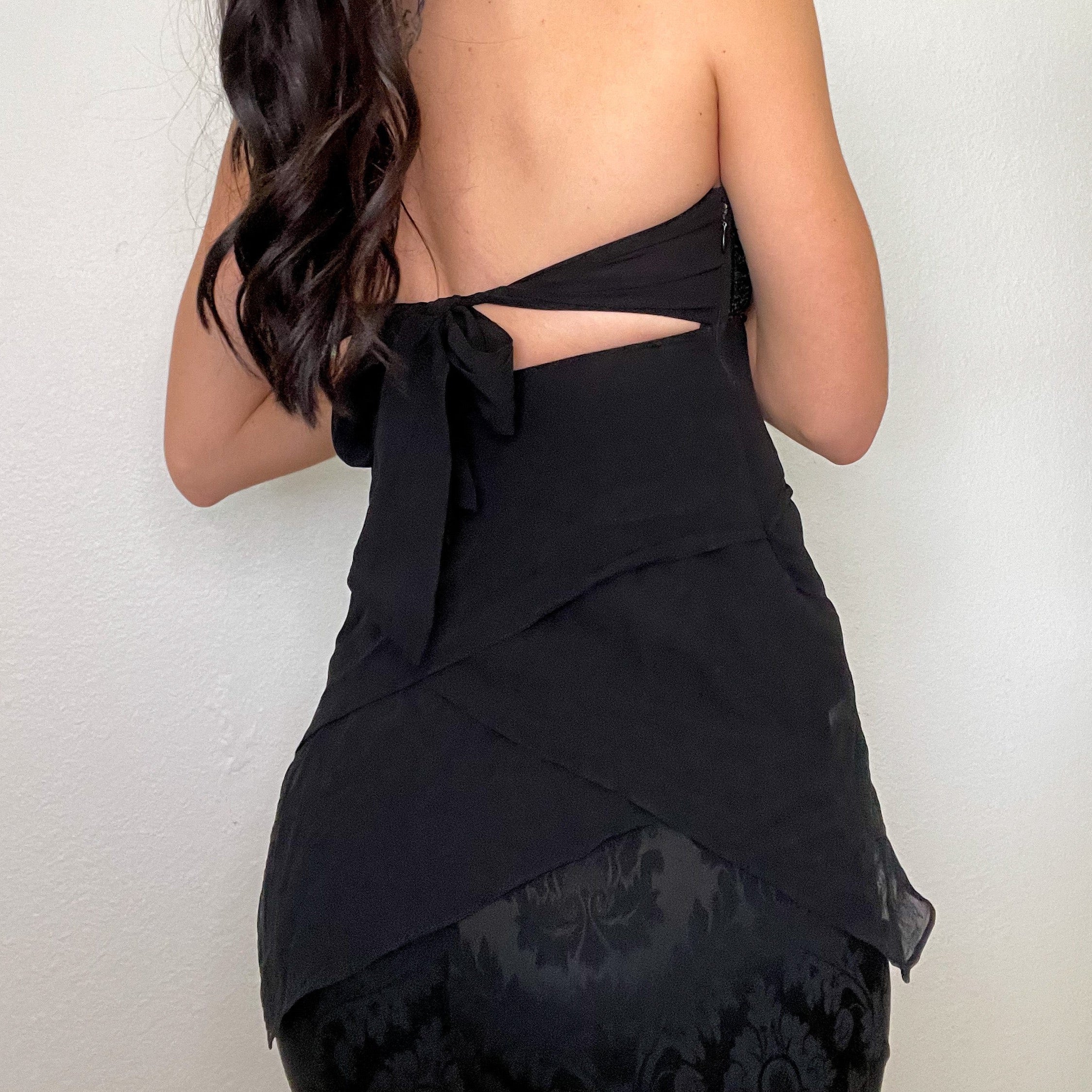 Black Sequin Mesh Tube Top