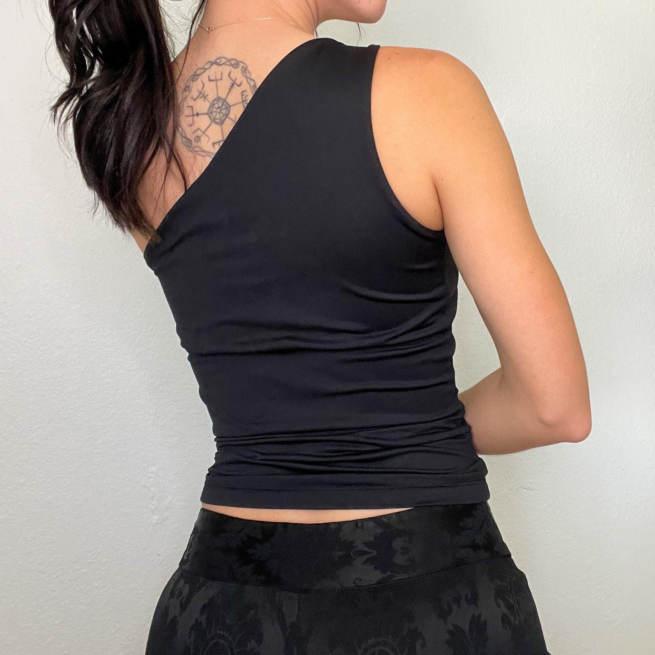 Black Y2K One Shoulder Top