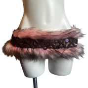 Pink Faux Fur Brown Belt