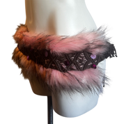 Pink Faux Fur Brown Belt