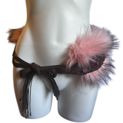 Pink Faux Fur Brown Belt