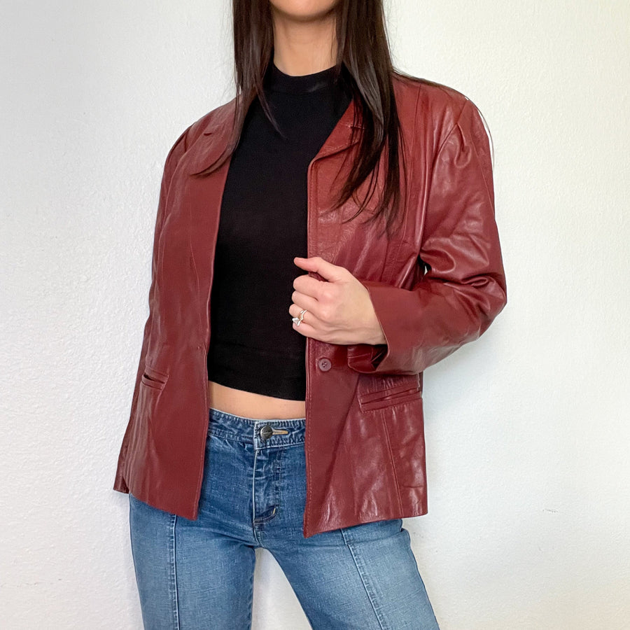 80s red shop leather jacket