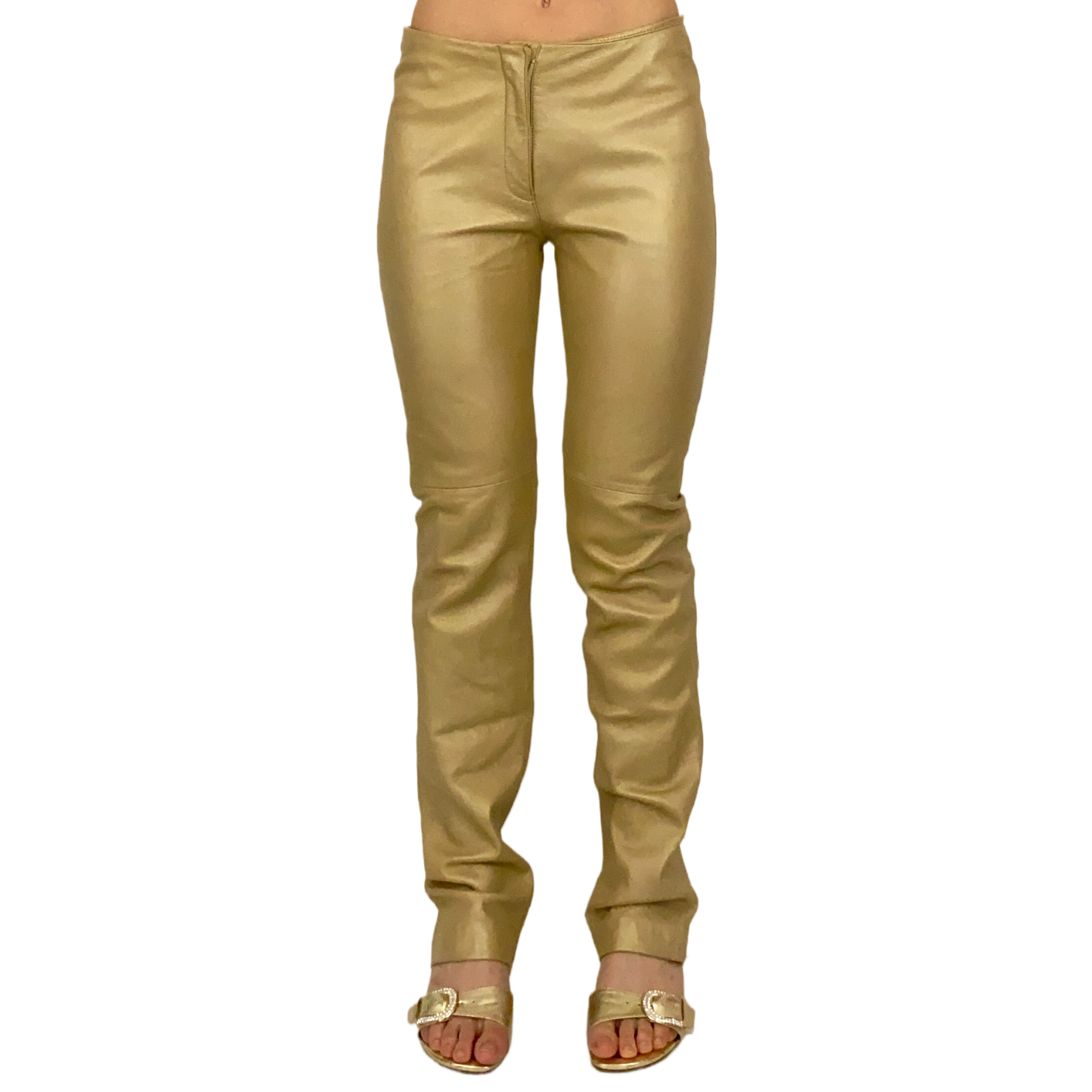 Bebe Gold Leather Pants (XS)