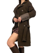 Chocolate Wool Belted Coat (S)