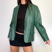 Vintage Emerald Green Leather Jacket (L)