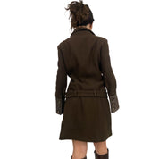 Chocolate Wool Belted Coat (S)