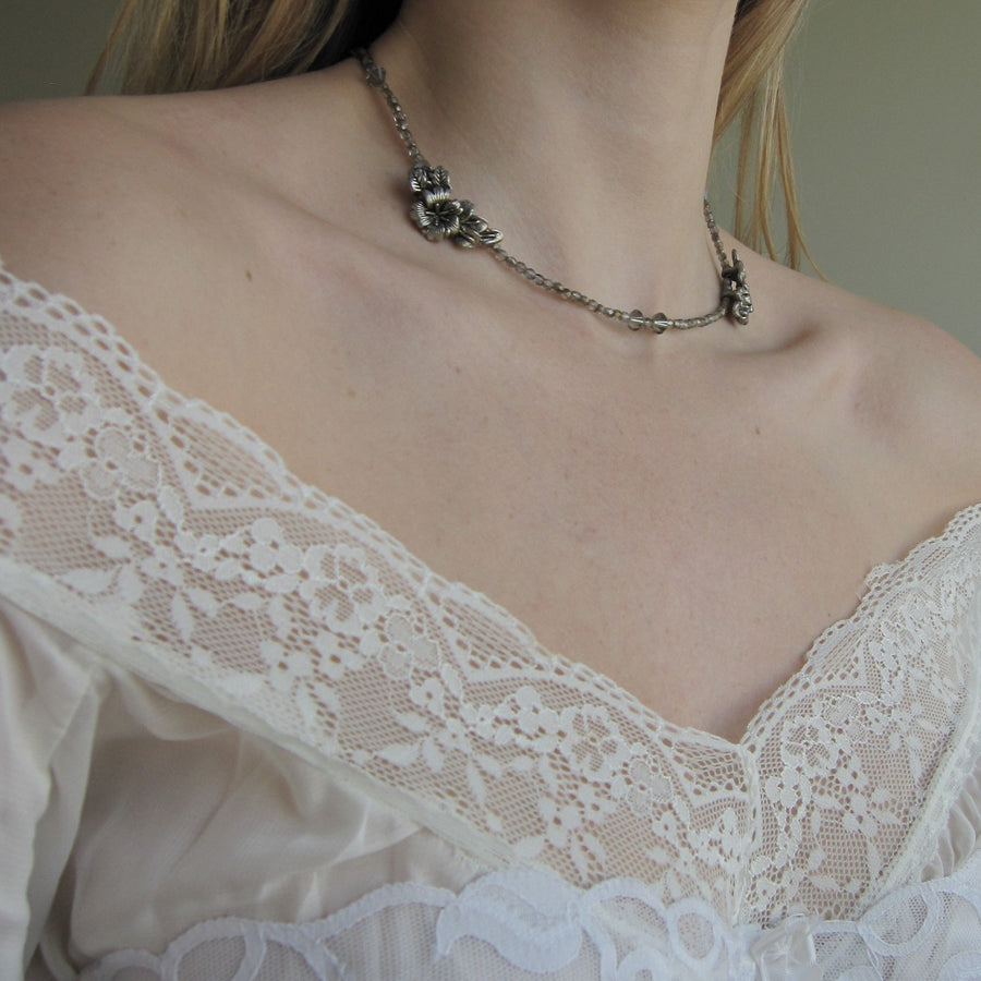 Vintage Floral & Beaded Necklace