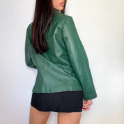 Vintage Emerald Green Leather Jacket (L)