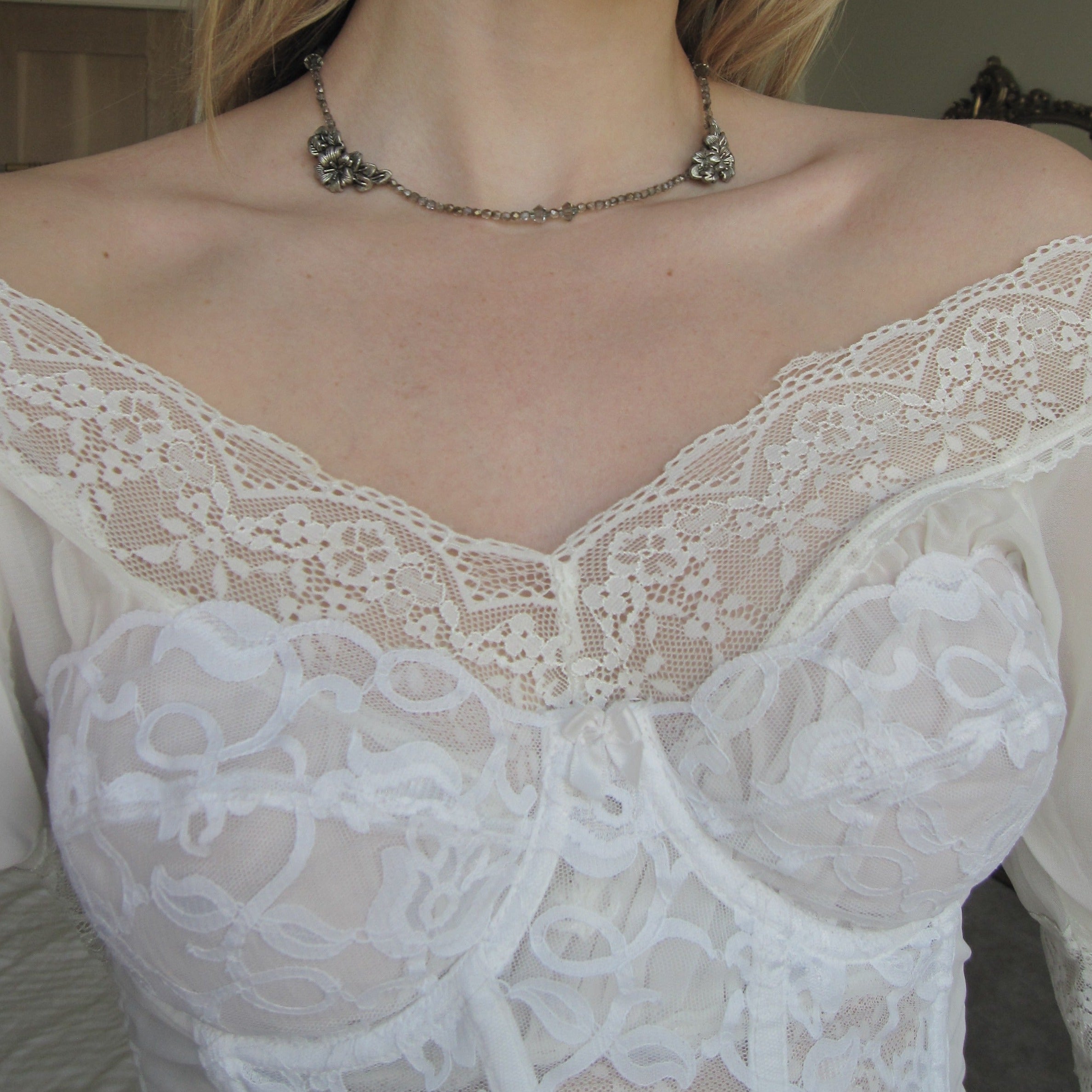 Vintage Floral & Beaded Necklace