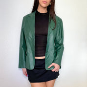 Vintage Emerald Green Leather Jacket (L)