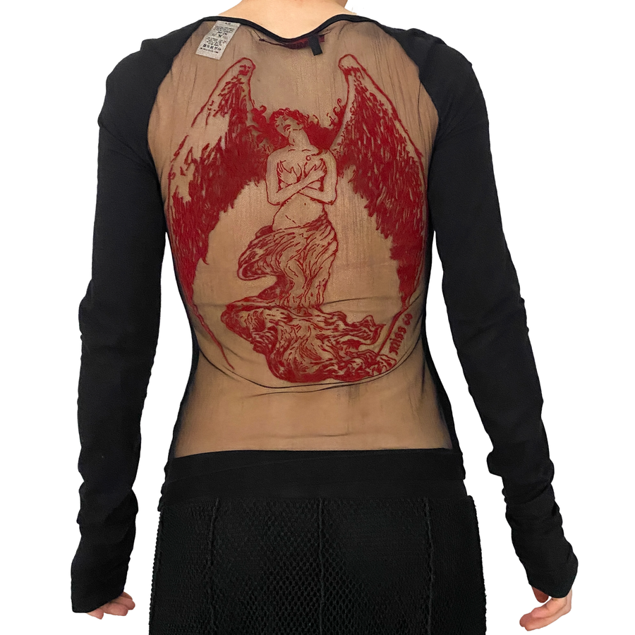 Miss Sixty Fallen Angel Mesh Long Sleeve Top (S)