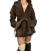 Chocolate Suede Belted Coat (M)