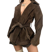 Chocolate Suede Belted Coat (M)