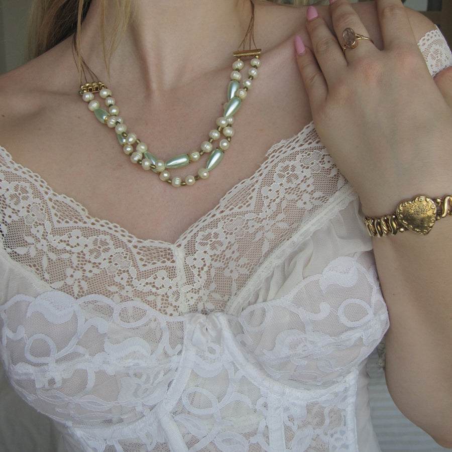 Vintage Aqua Pearl Necklace