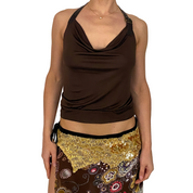 Miss Sixty Y2K Chocolate Slinky Halter Top (S)