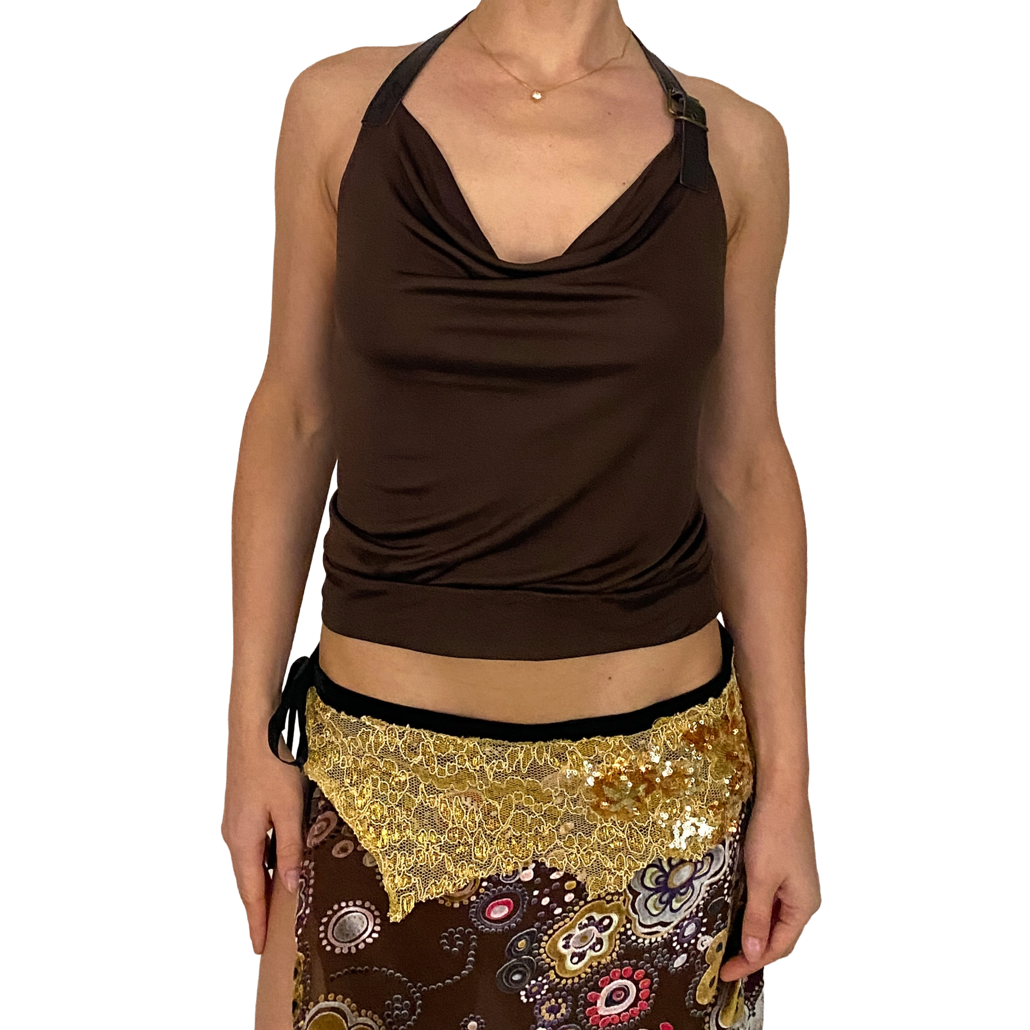 Miss Sixty Y2K Chocolate Slinky Halter Top (S)