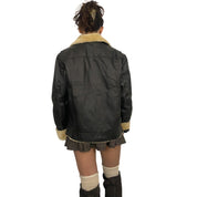 Espresso Leather & Shearling Jacket (L)