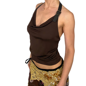 Miss Sixty Y2K Chocolate Slinky Halter Top (S)