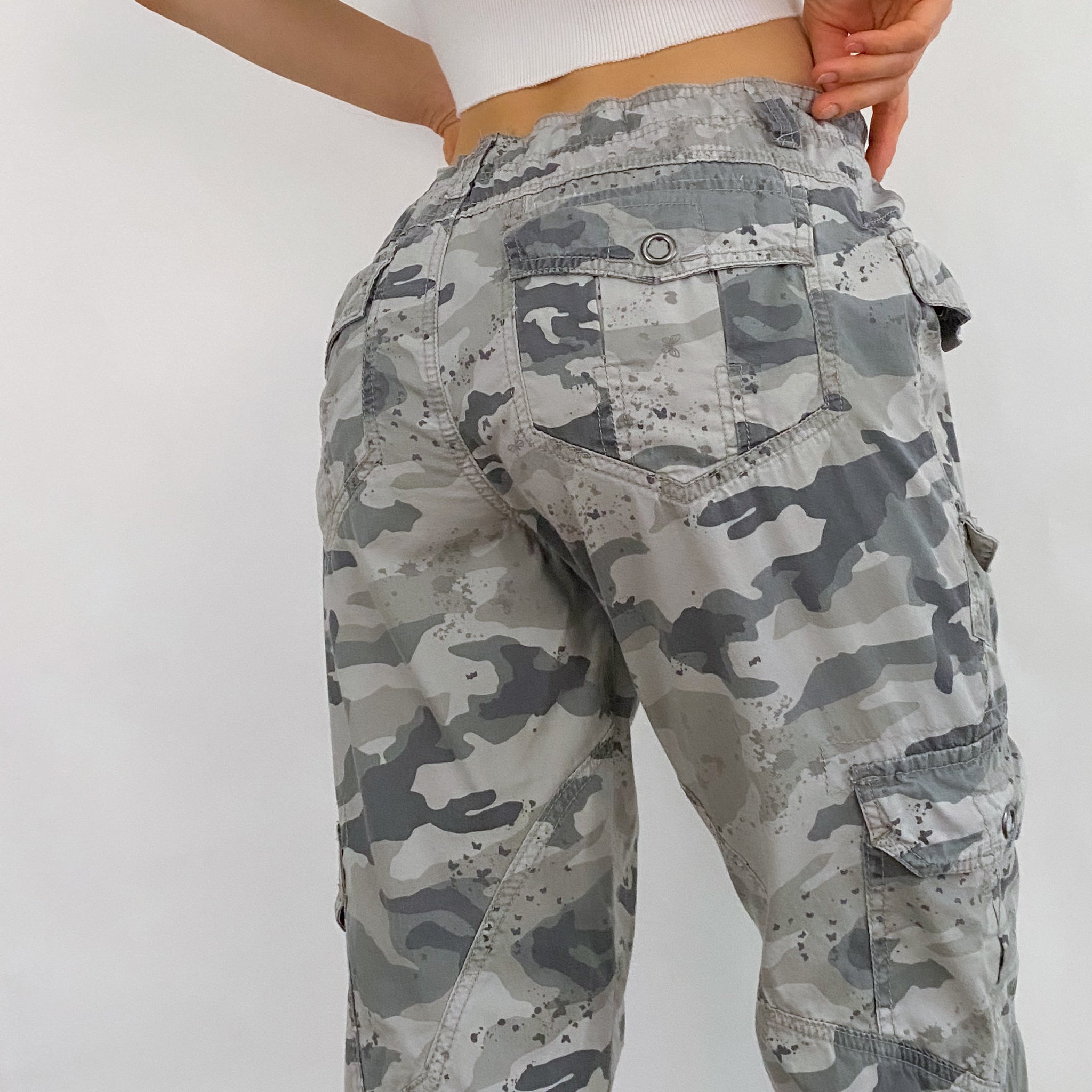 Y2K Butterfly Camo Cargos - Large