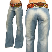 Rare Miss Sixty Embroidered Belted Low Rise Flare Jeans (S)