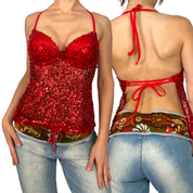Energy Angel Red Sequin Push-Up Dream Top (S)