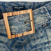 Rare Miss Sixty Luxury Graffiti Belted Low Rise Flare Jeans (XS)
