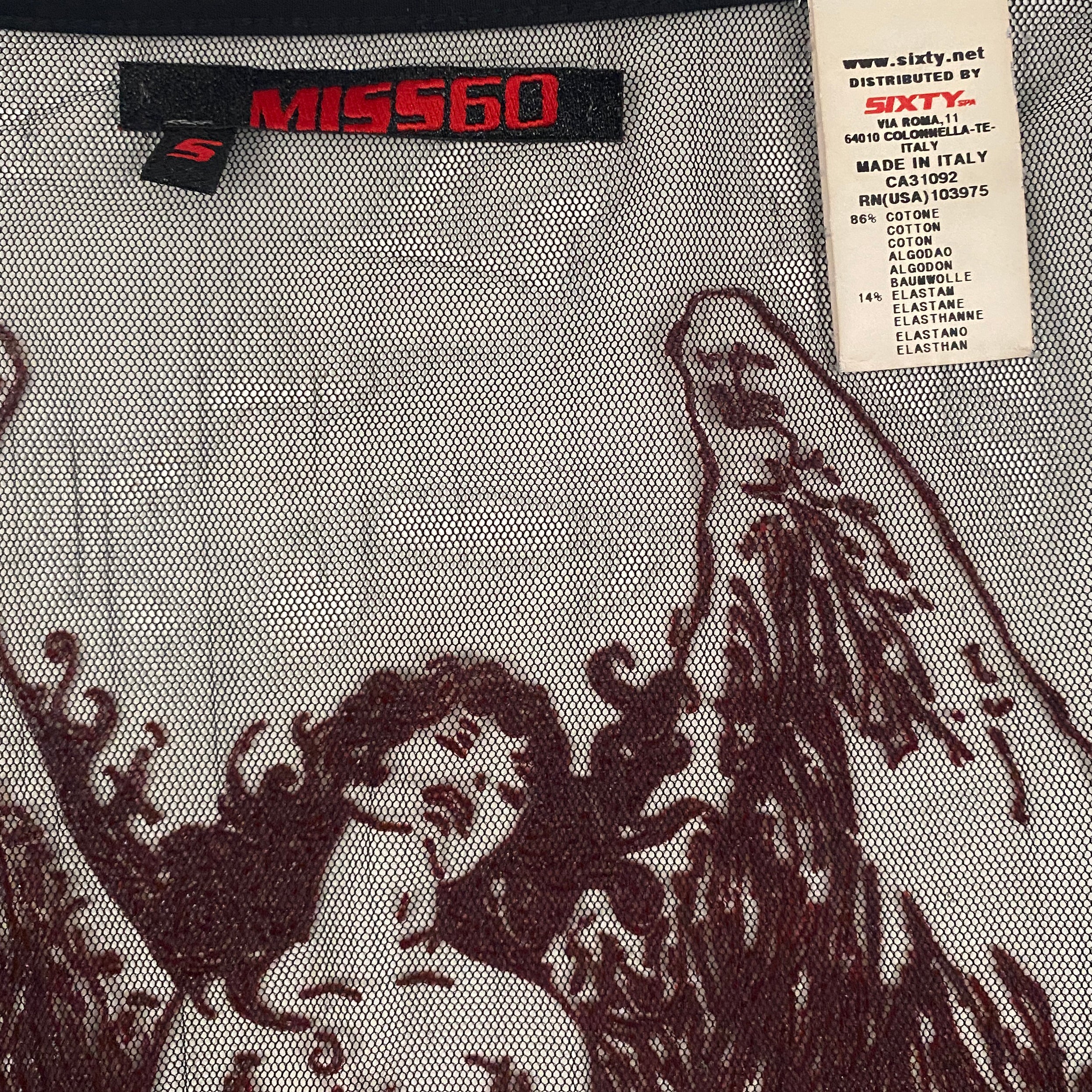 RARE Miss Sixty Fallen Angel Mesh Long Sleeve Top (S)