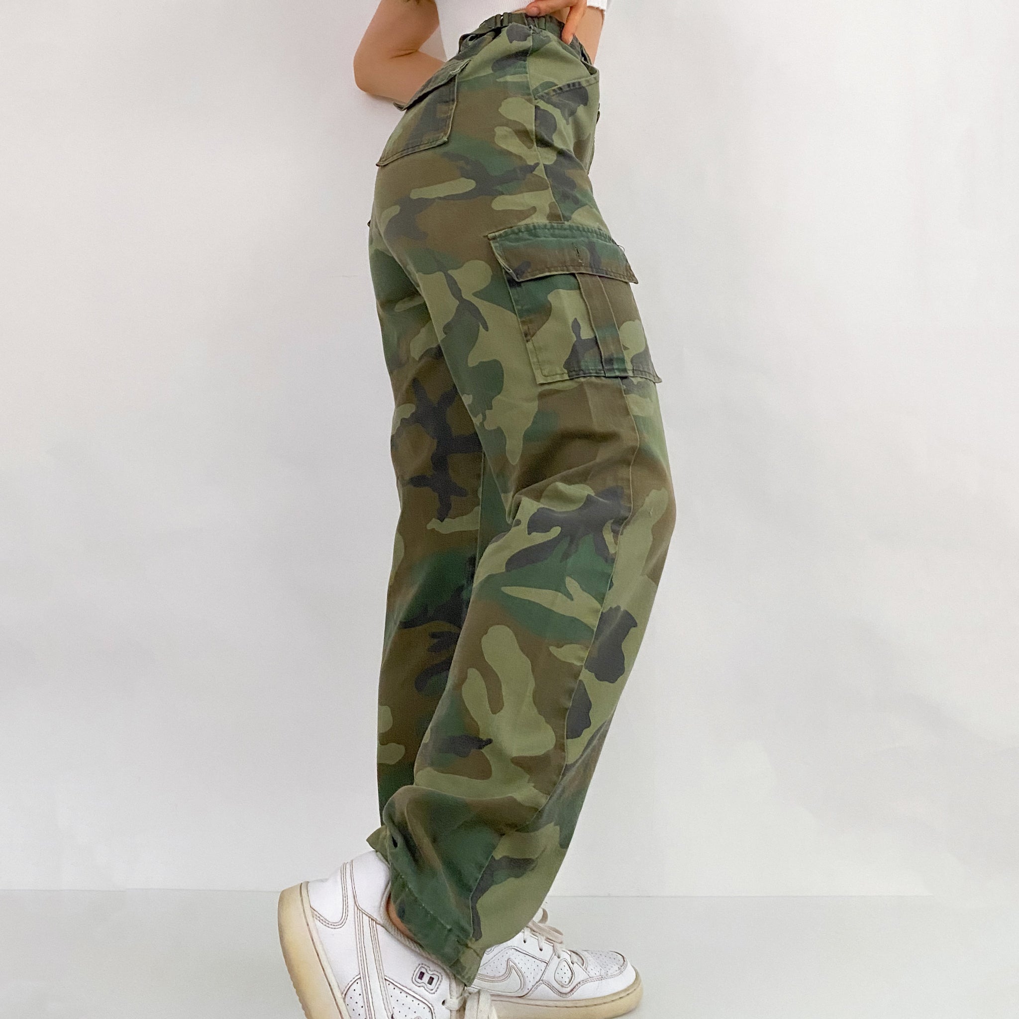 High Rise Camo Cargos - Medium