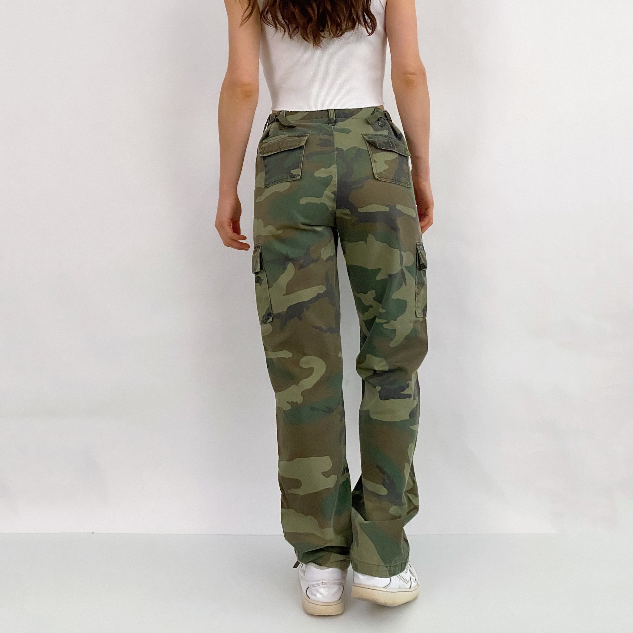 High Rise Camo Cargos - Medium