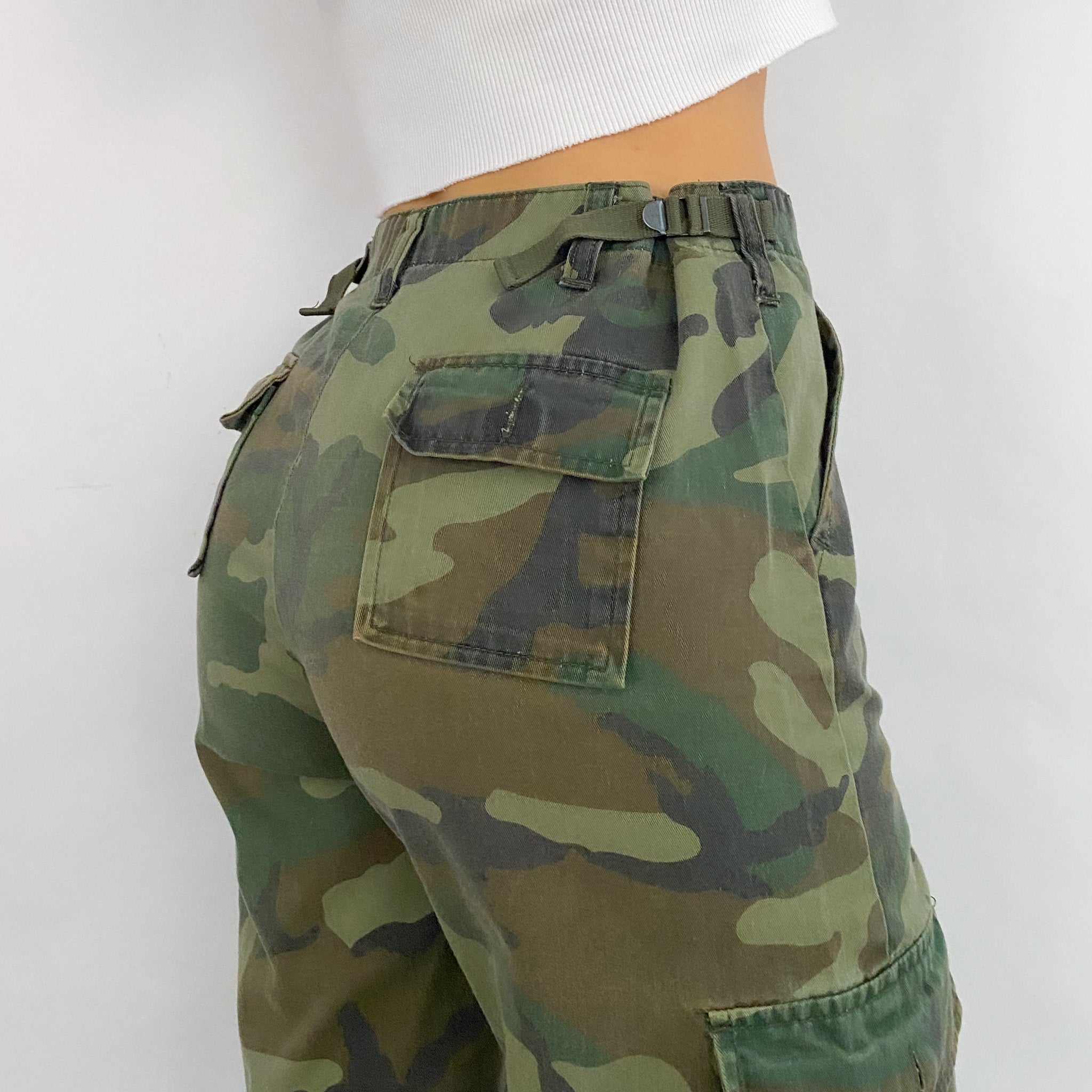High Rise Camo Cargos - Medium