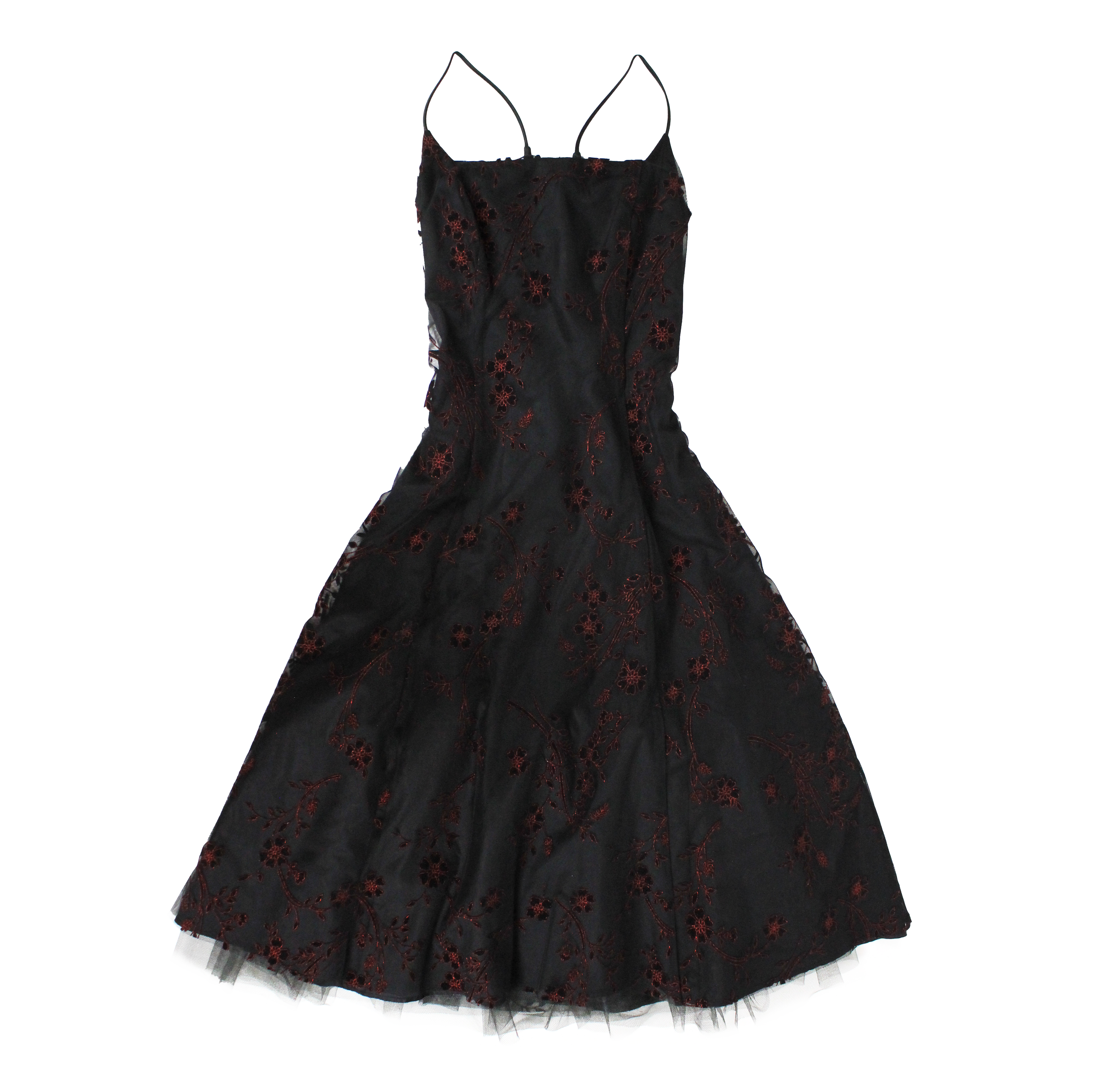 90s Lace Up Black/Red Gown (XS/S)