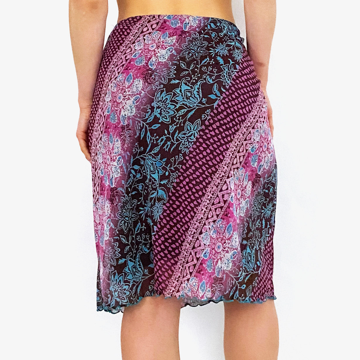 Y2K Mesh Floral Skirt - Medium