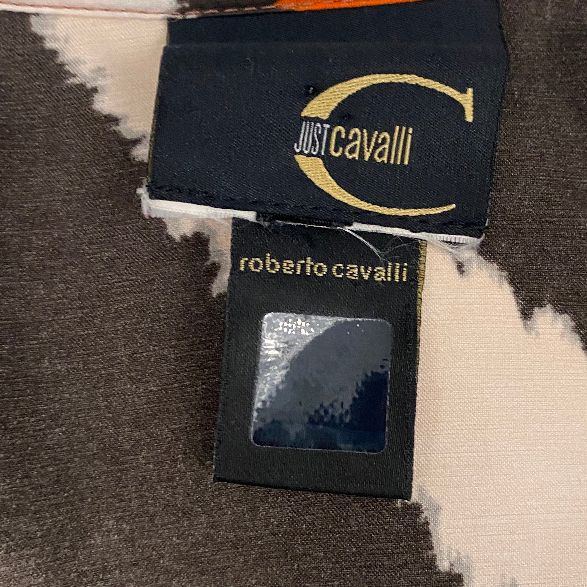 Just Cavalli Ribbed Animal Print Peasant Top (S/M)