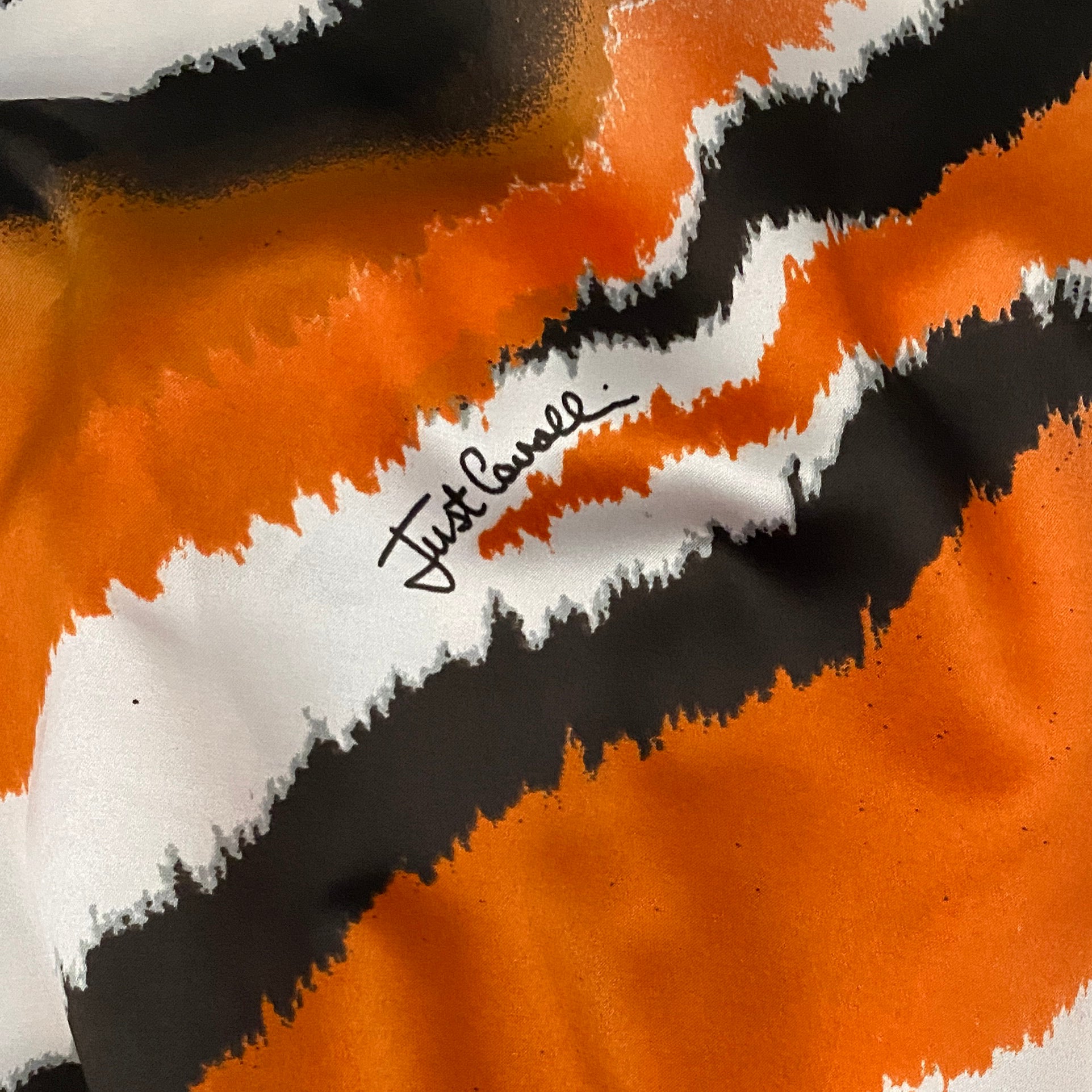 Just Cavalli Ribbed Animal Print Peasant Top (S/M)
