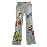 Miss Sixty 1/1 Hand-Painted Low Rise Butterfly Flares (XS)