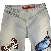 Miss Sixty 1/1 Hand-Painted Low Rise Butterfly Flares (XS)