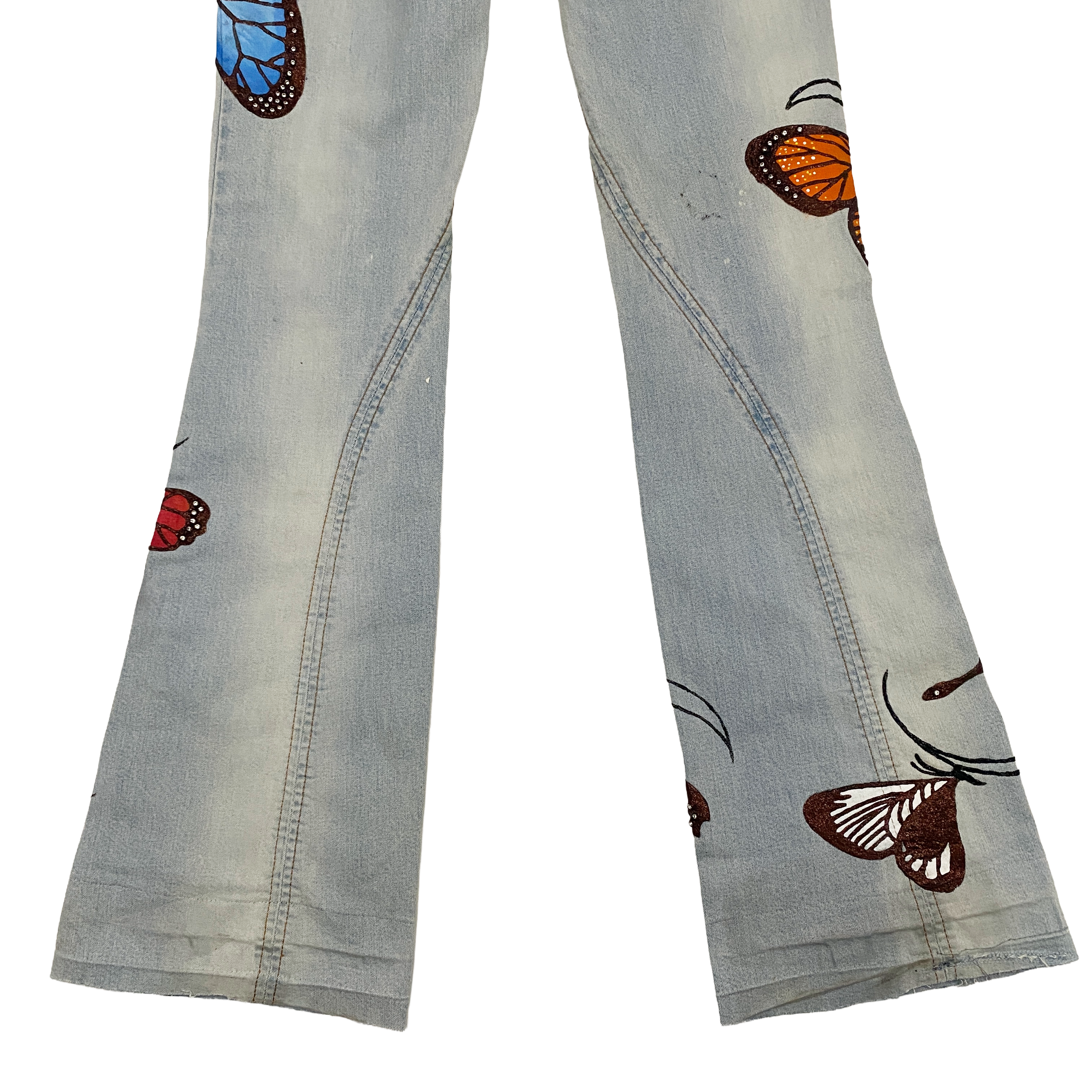 Miss Sixty 1/1 Hand-Painted Low Rise Butterfly Flares (XS)
