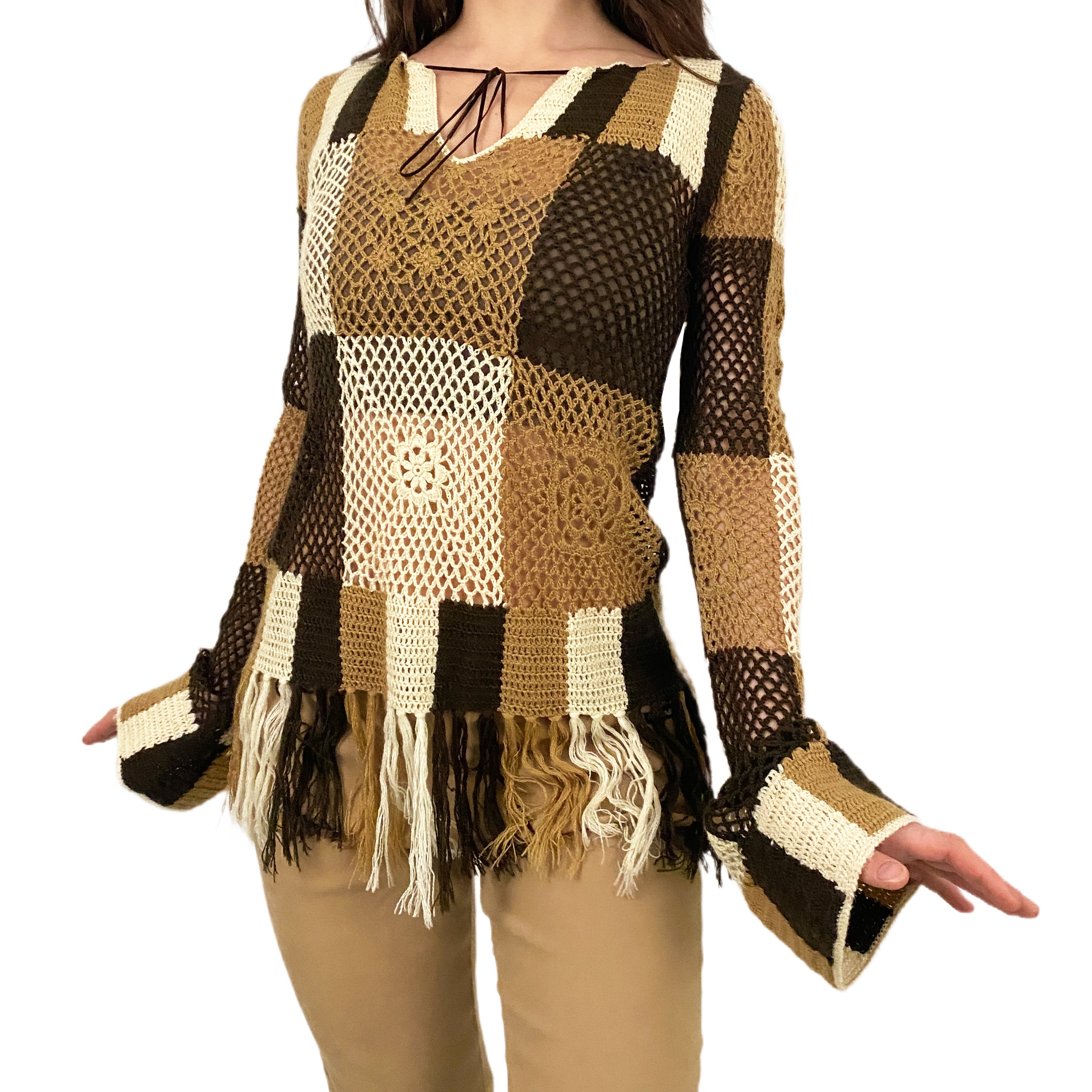 Bebe Fringe Crochet Tunic (M)