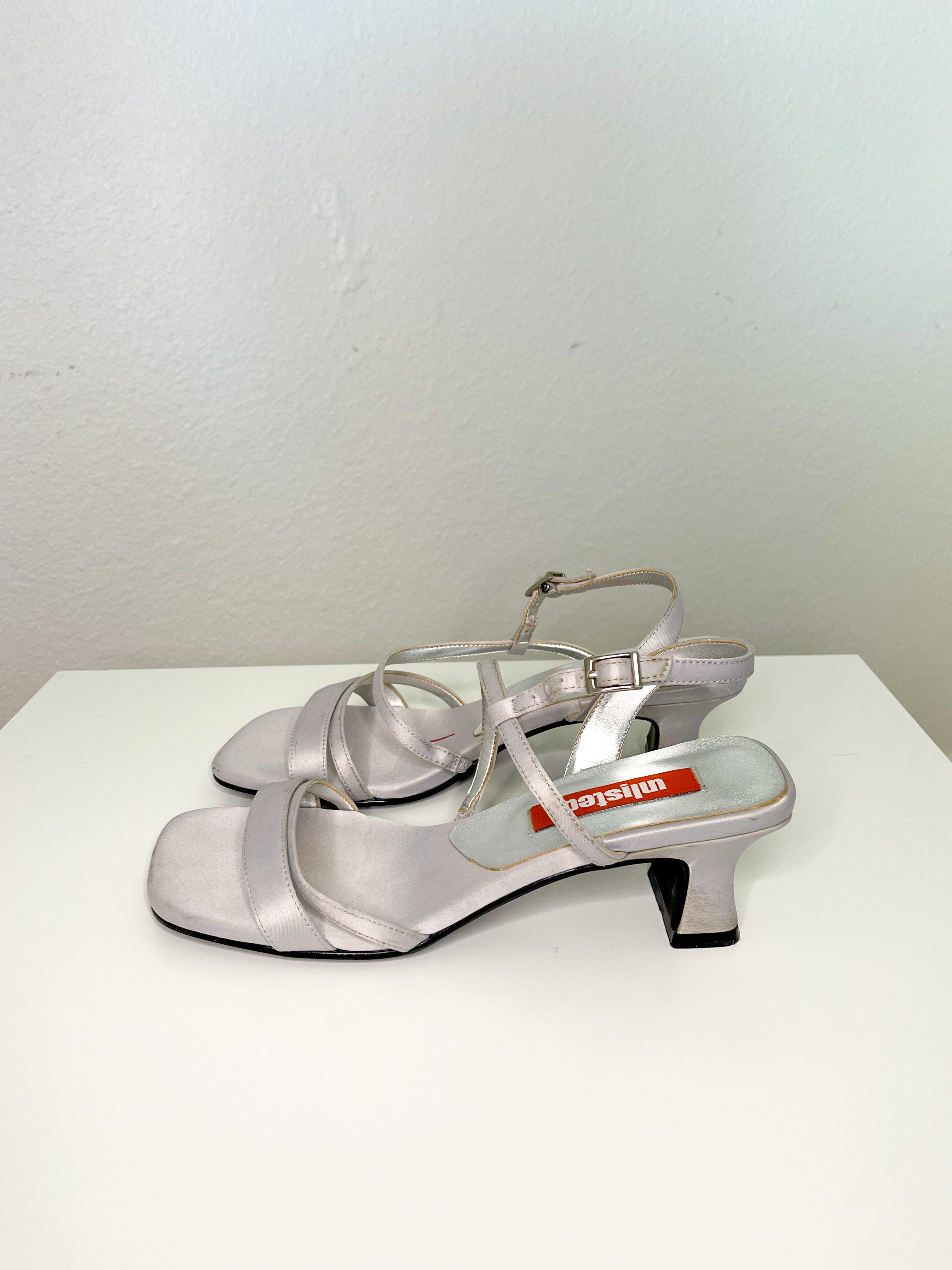 Silver Unlisted Strappy Kitten Heel Sandals (8)