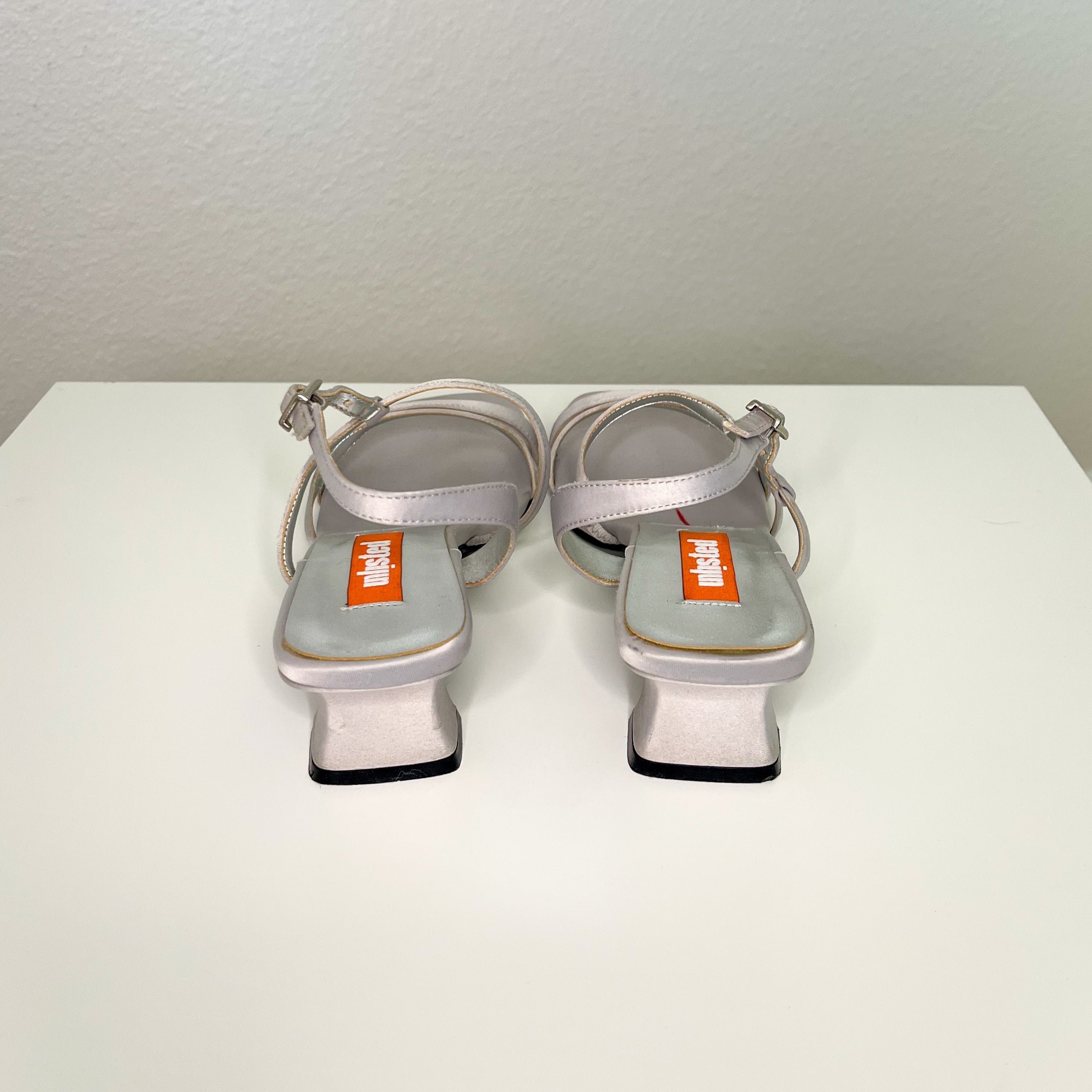 Silver Unlisted Strappy Kitten Heel Sandals (8)