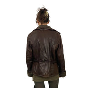 Brown Belted Leather Jacket (M)