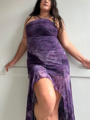 Y2K Whimsy Purple Maxi Dress (S/M)