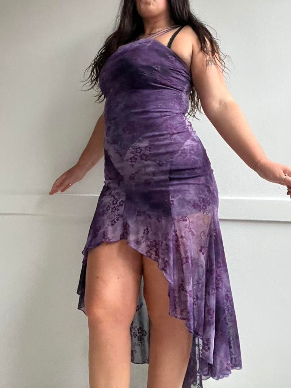 Y2K Whimsy Purple Maxi Dress (S/M)