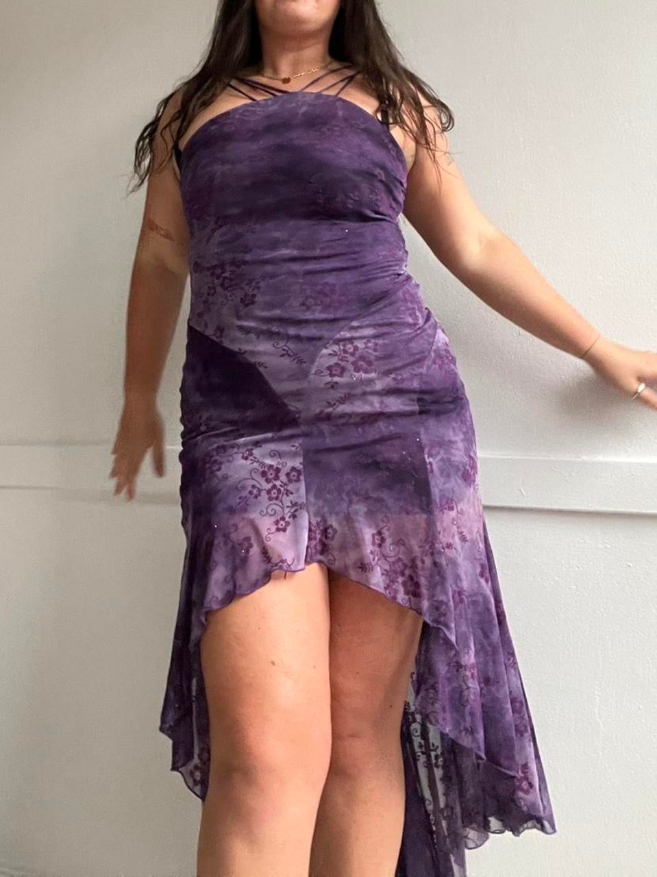 Y2K Whimsy Purple Maxi Dress (S/M)
