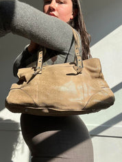 Y2K Silver Hardware Leather Shoulder Bag
