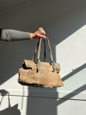 Y2K Silver Hardware Leather Shoulder Bag