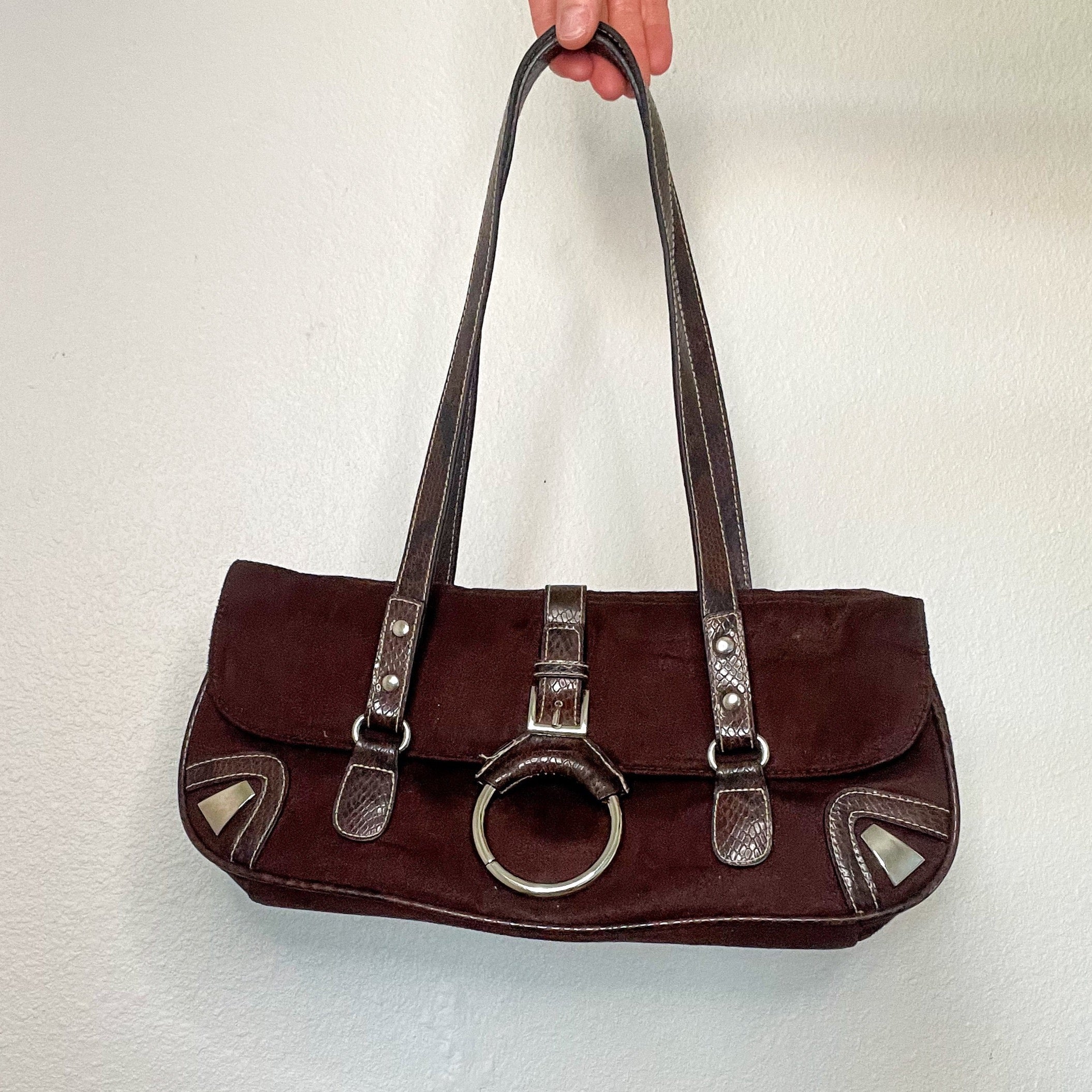Brown 2000s Buckled Shoulder Bag