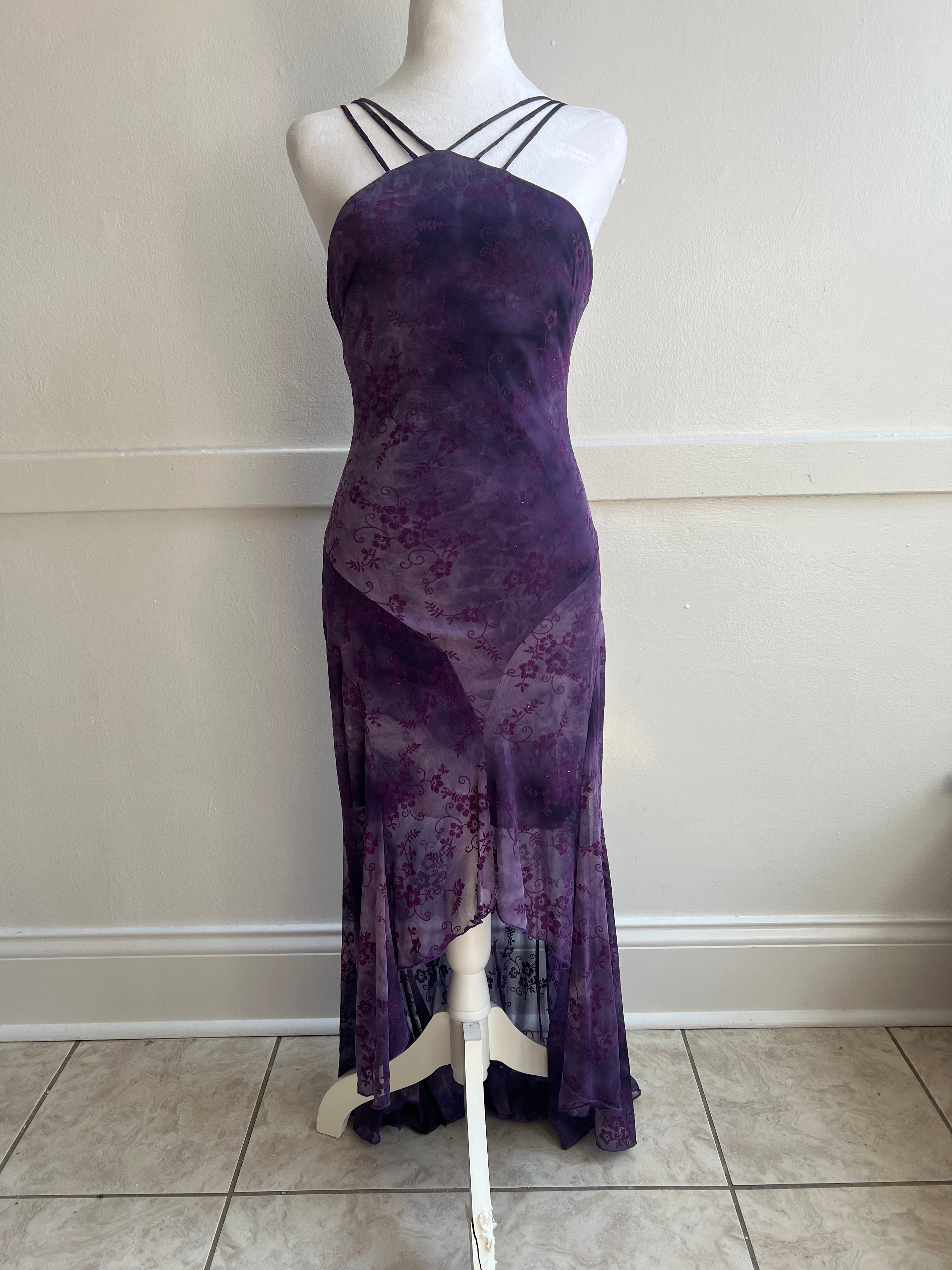 Y2K Whimsy Purple Maxi Dress (S/M)
