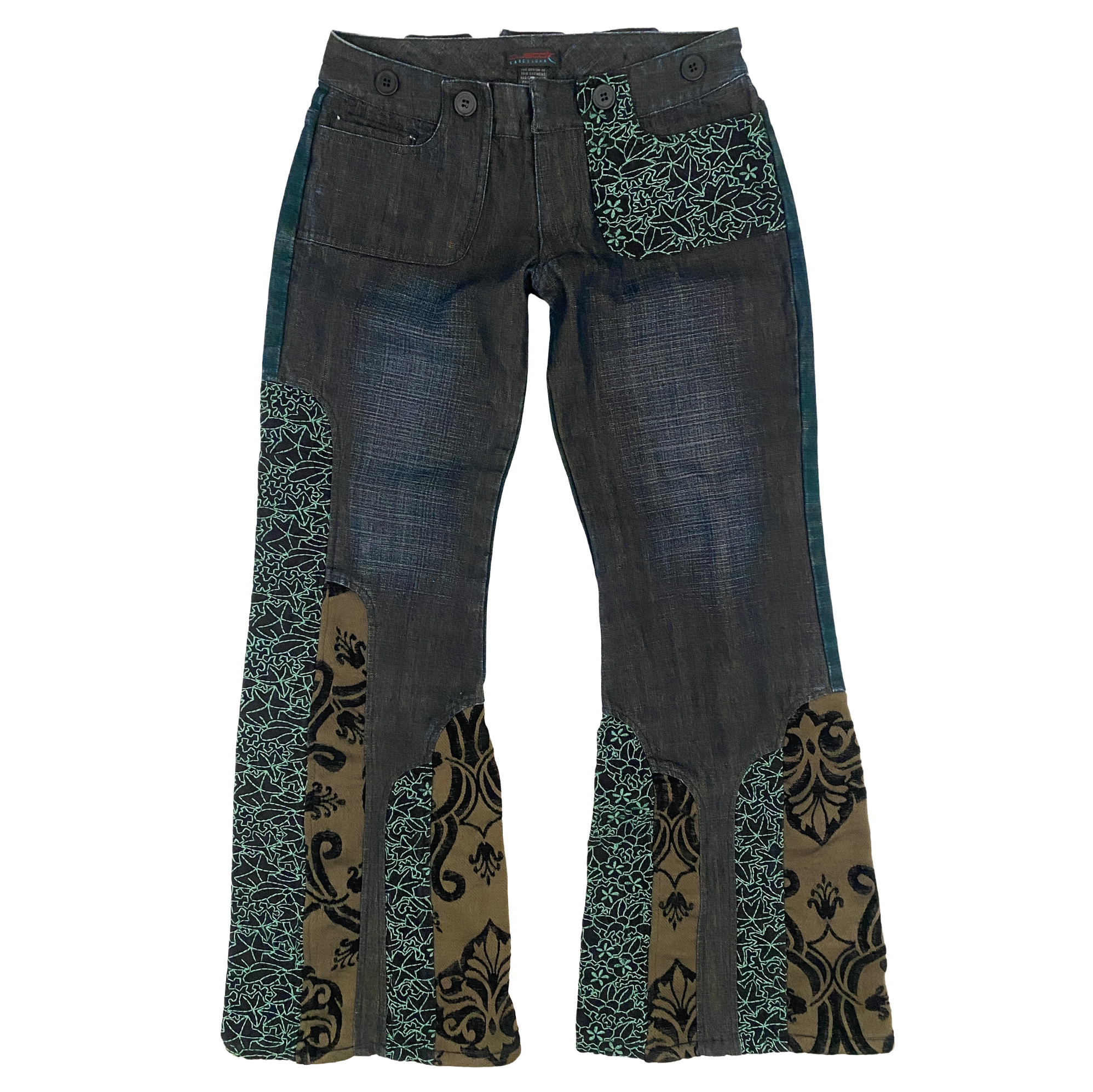 Custo Barcelona Low Rise Patchwork Flare Jeans (XS)