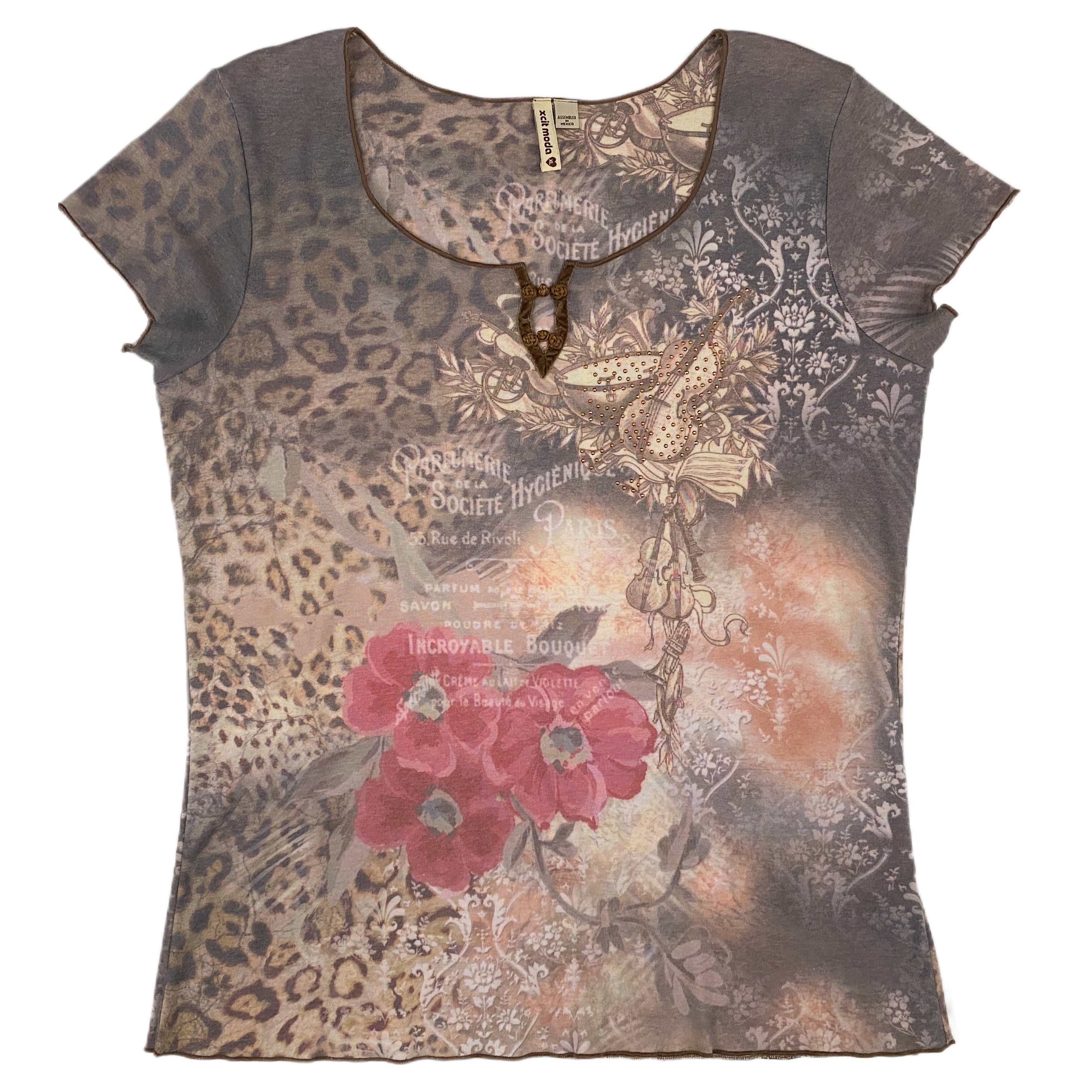 Leopard Rhinestone Tee (XL)